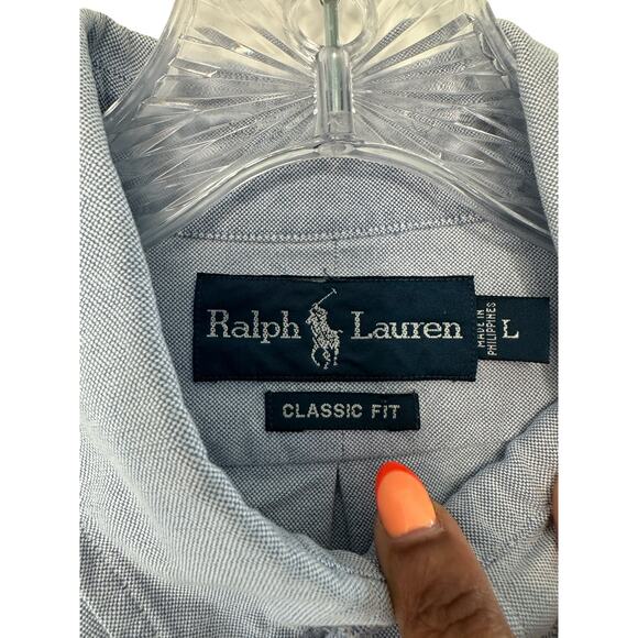 Ralph Lauren Shirt Men's Blue Preppy Cotton Classic Fit Button Down Large - Picture 2 of 11